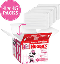 Huggies Ultra Dry Nappies Girls Size 3 (6-11kg) 180 Count - One Month Supply (Packaging May Vary)