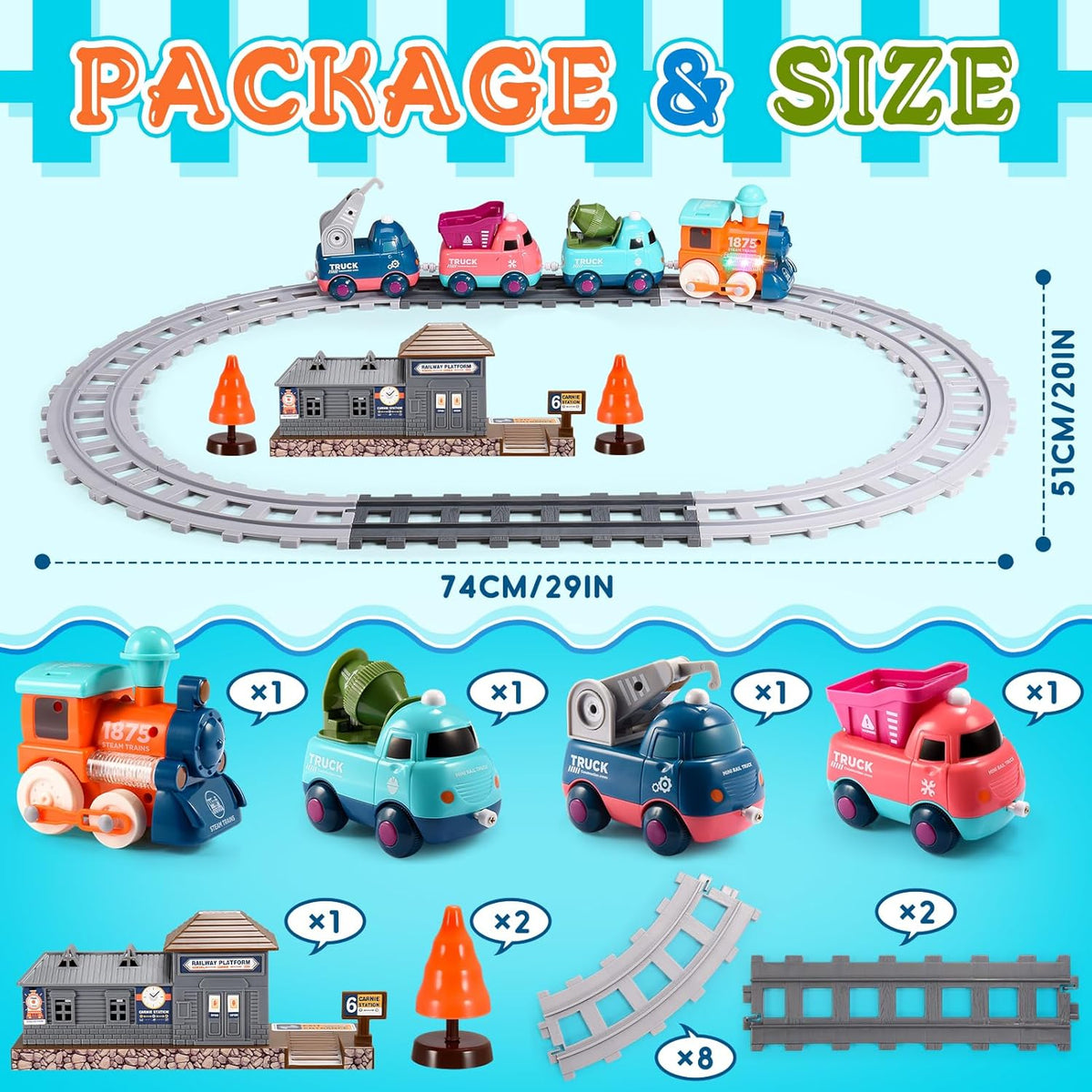 Train Set for Toddlers, Vingtank Kids Toy Trains & Train Sets for 3 4 5 6