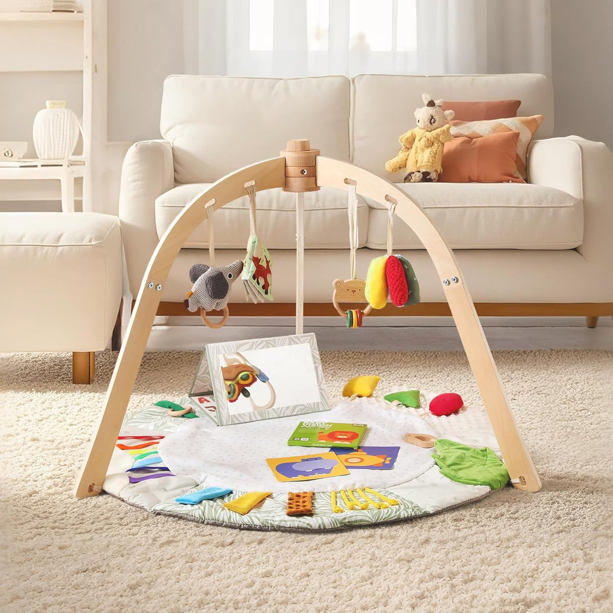 Promise Babe Wooden Baby Play Gym & Tummy Time Playmat (0–12M+)