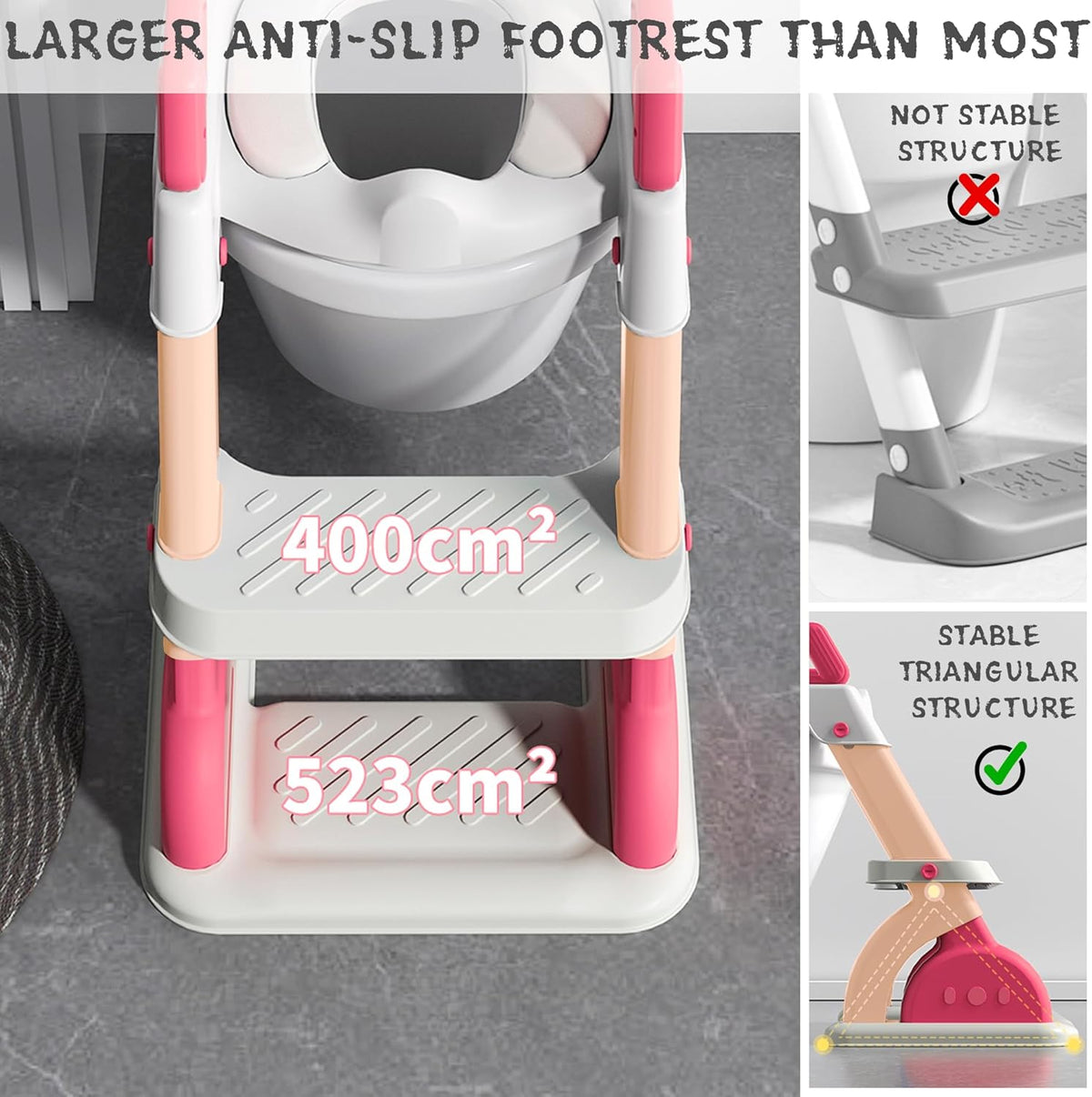 Potty Training Seat with Step Stool Ladder,Potty Training Toilet for Kids Boys Girls,Toddlers-Comfortable Safe Potty Seat with Anti-Slip Pads Ladder