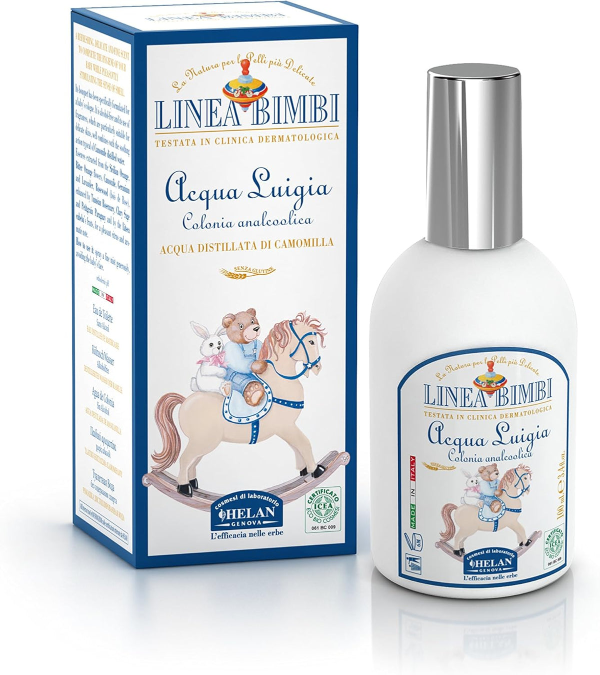 Helan Linea Bimbi Bio - Cologne for Babies, Acqua Luigia Baby Cologne Spray for Sensitive Skin, Alcohol Free Baby Perfume with Chamomile and Citrus Scent, Calming Action - Made in Italy, 100 ml