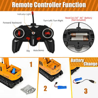 Remote Control Excavator Toy, RC Construction Truck with Metal Shovel