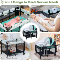 BABY JOY Portable Baby Bassinets, 3-in-1 Foldable Baby Portacot w/Canopy & Detachable Net