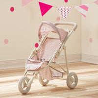 Olivia's Little World Polka Dot Princess Baby Doll Jogging Stroller, Pink/Gray