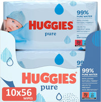Huggies Pure Wipes 10x56 Refill Bags. Bulk Carton. 560 Wipes