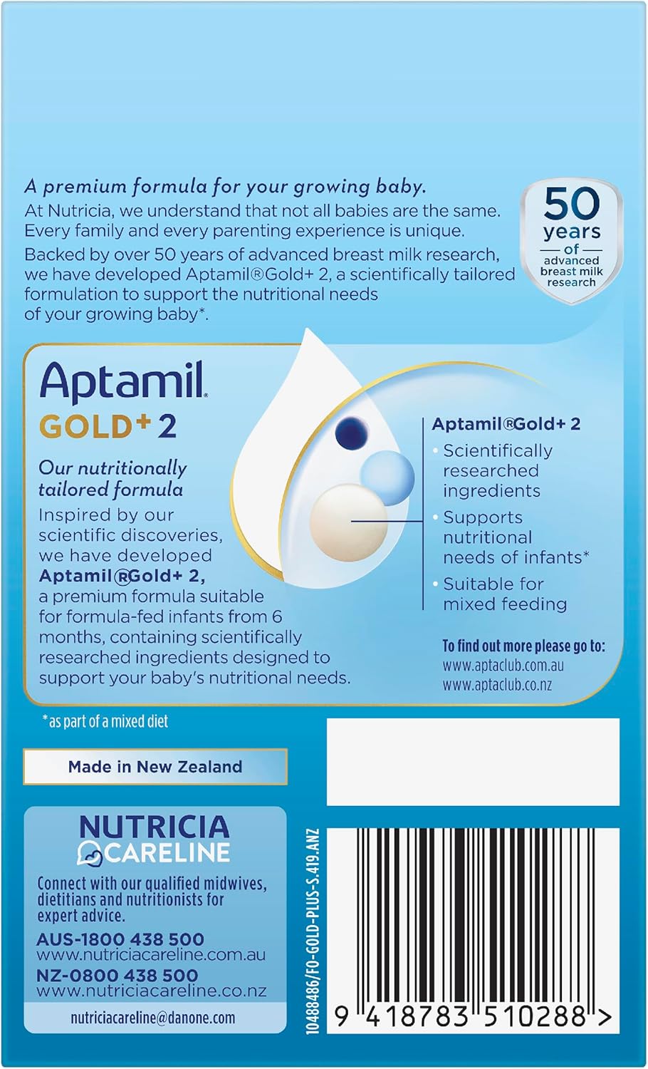 Aptamil Gold+ 2 Premium Follow-On Formula, From 6-12 Months, Powder Sachets, Easy to Carry On The Go, Pack of 8