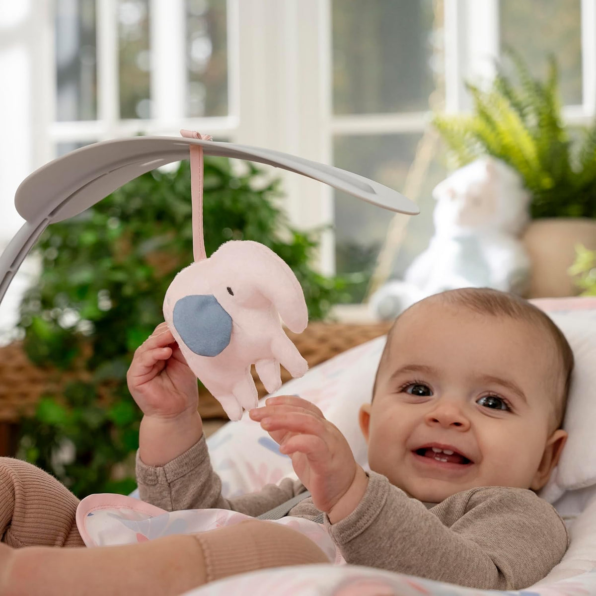 Ingenuity Keep Cozy 3-in-1 Grow with Me Vibrating Baby Bouncer Seat & Infant to Toddler Rocker, Vibrations & Toy Bar, 0-30 Months Up to 40 lbs (Pink Burst)