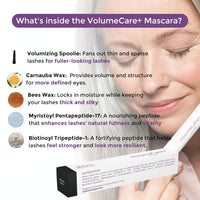 VolumeCare+ Mascara For Older Women - Extreme Length and Volume 2-in-1 Formula - No Clumps, Long-Wearing, Hypoallergenic Mascara For Sensitive Eyes (Natural Black)