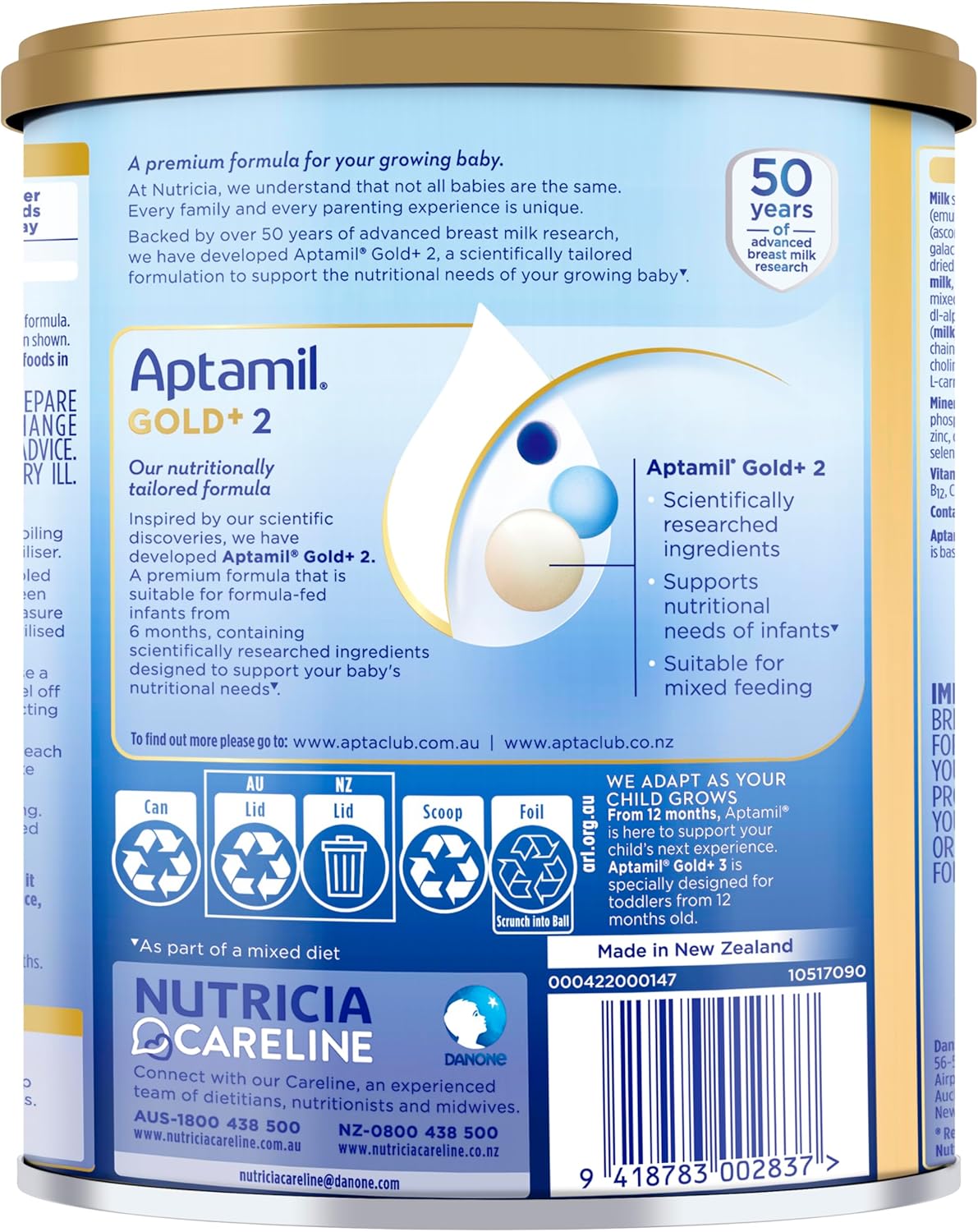 Aptamil Gold+ 2 Premium Follow-On Formula, From 6-12 Months, 900g
