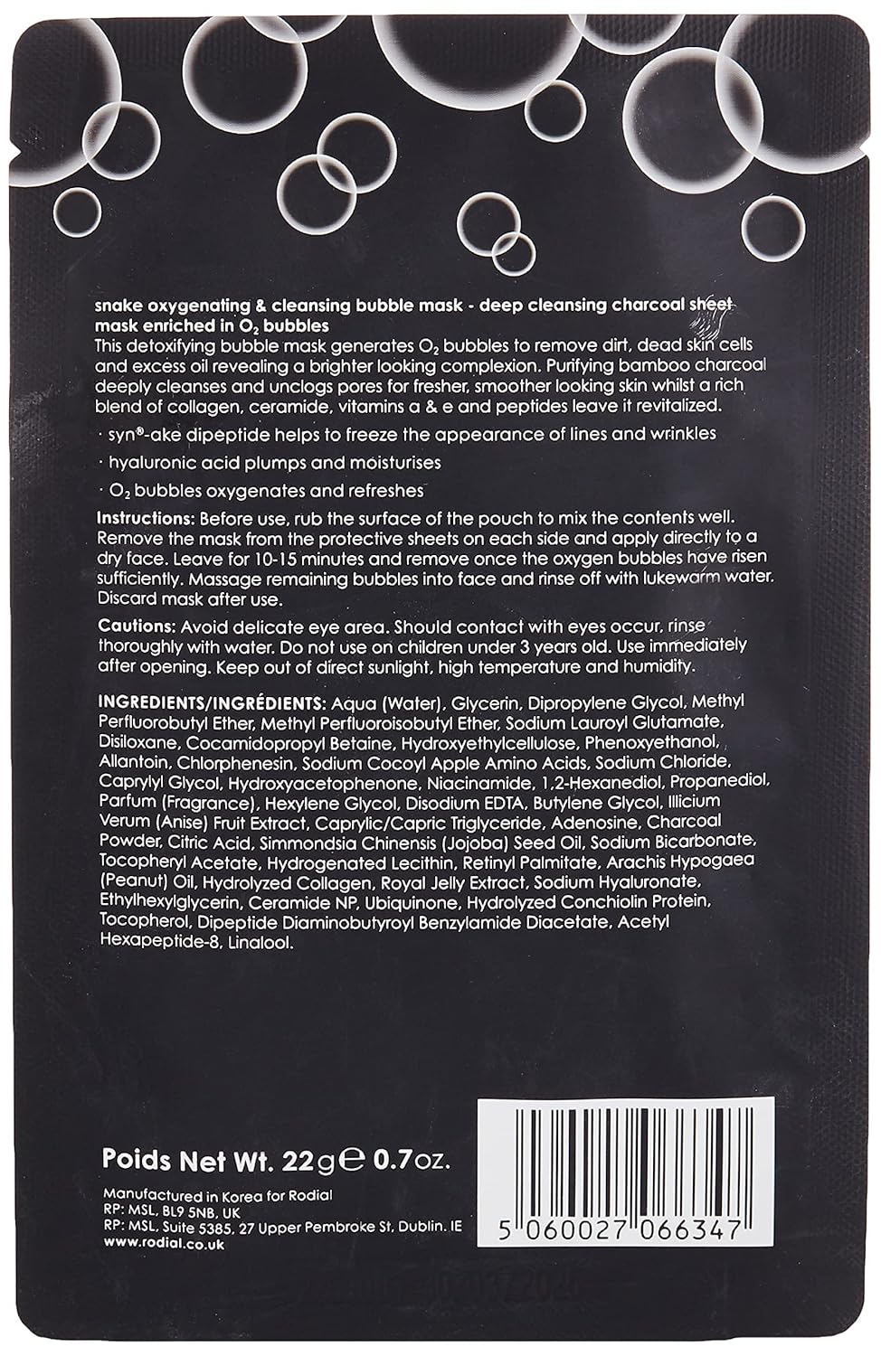 Rodial Snake Oxygenating & Cleansing Bubble Mask, 1 count