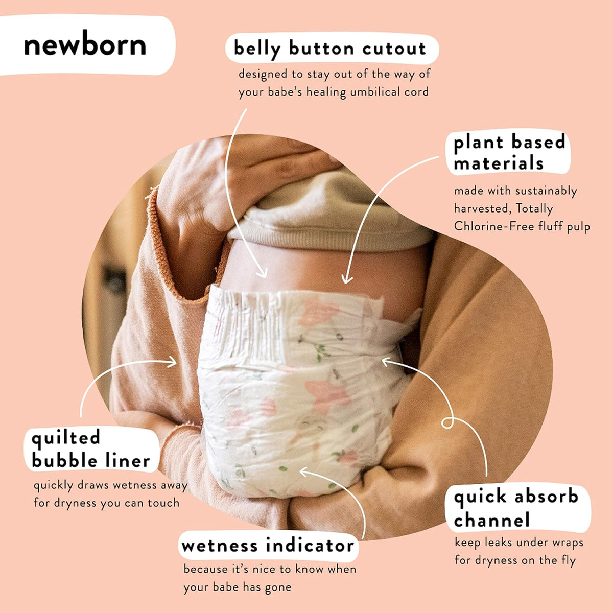 The Honest Company, Club Box, Clean Conscious Diapers, Rose Blossom + Tutu Cute, Size 0 Newborn, 76 Count