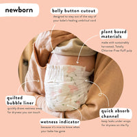 The Honest Company, Club Box, Clean Conscious Diapers, Rose Blossom + Tutu Cute, Size 0 Newborn, 76 Count