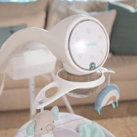 Ingenuity InLighten 5-Speed Baby Swing - Swivel Infant Seat, 5 Point Safety Harness, Nature Sounds, Lights - Van Elephant