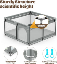 Baby Playpen with Mat 127cm x 127cm Playpen for Babies and Toddlers, Playard for Kids Safety Play