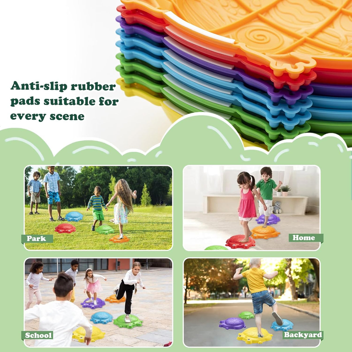 Frog Balance Stepping Stones for Kids | 8-Piece Indoor/Outdoor Obstacle Course Toys |