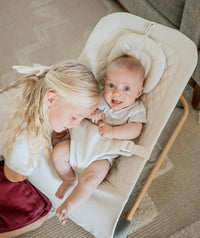 Baby Bouncer, Portable Bouncer Seat for Babies, Portable Bedside Bassinet with Wheels, 7 Height Adjustable Baby Bassinet for Infants, Beige