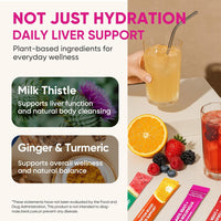 Venture Pal Hydration Packets + Liver Support- Liquid Daily IV Electrolyte Powder Packets with 7 Electrolytes & 5 Vitamins, Milk Thistle + L-Theanine | Sugar-Free | Keto Friendly | Vegan, 16 Sticks