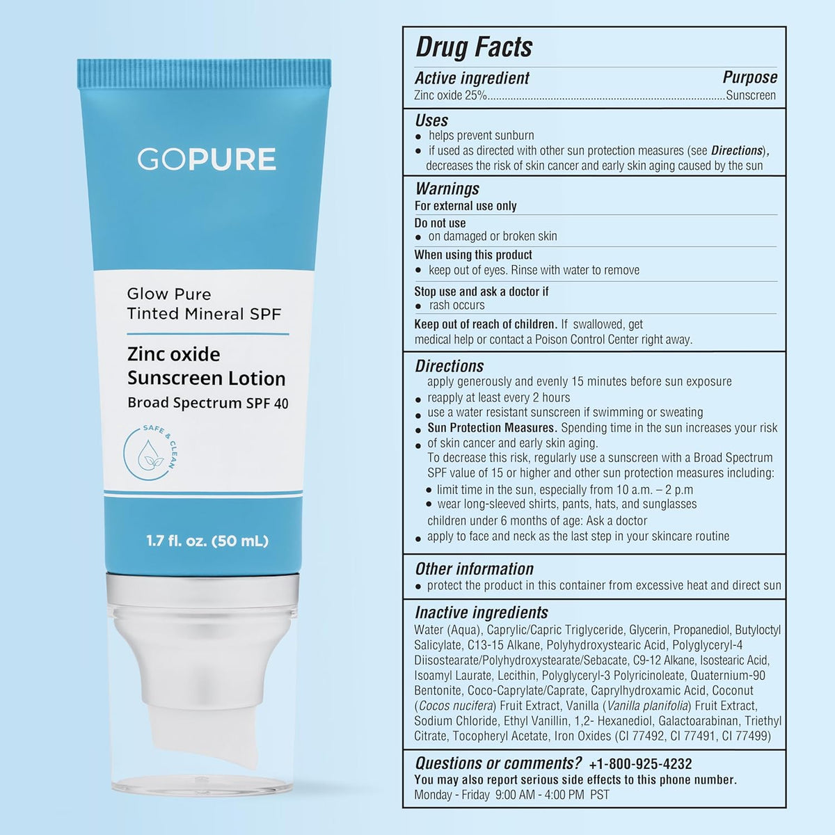 goPure Glow Pure Tinted Mineral SPF 40 PA +++ | Dermatologist-tested Face Sunscreen | Tinted Moisturizer with SPF,Natural Sunscreen