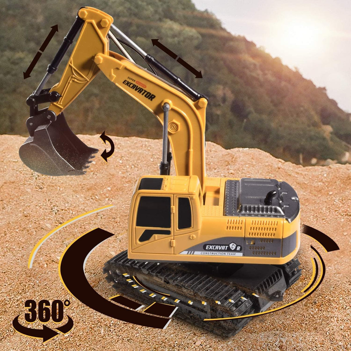 Remote Control Excavator Hydraulic Truck. 6 Channel Full Functional Rechargeable RC Toy