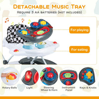 BABY JOY 6 in 1 Baby Walker, Anti-Rollover Toddler Walker & Activity Center w/Adjustable Height, Removable Music Tray & Padded Seat, Foldable Baby Standing Toys w/Wheels for 7-14 Months (Grey)
