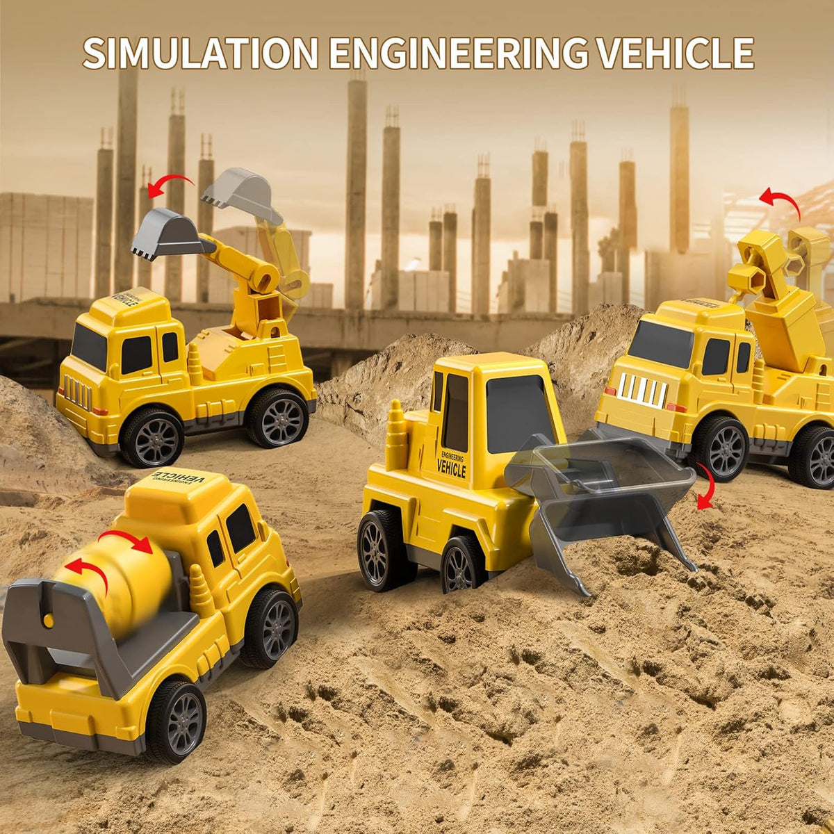 5-in-1 Construction Truck Toys for Boys and Girls Age 2 3 4 5 - Toddlers