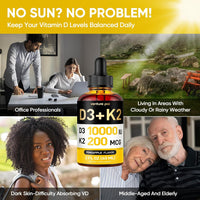 Venture Pal 5-in-1 Vitamin D3 10000 IU & K2 as MK-7 200mcg with Magnesium, MCT Oil, Zinc, Sugar-Free Vitamin D Liquid |Maximum Absorption for Bone, Mood & Immune Health - 2 FL OZ, 60 Days