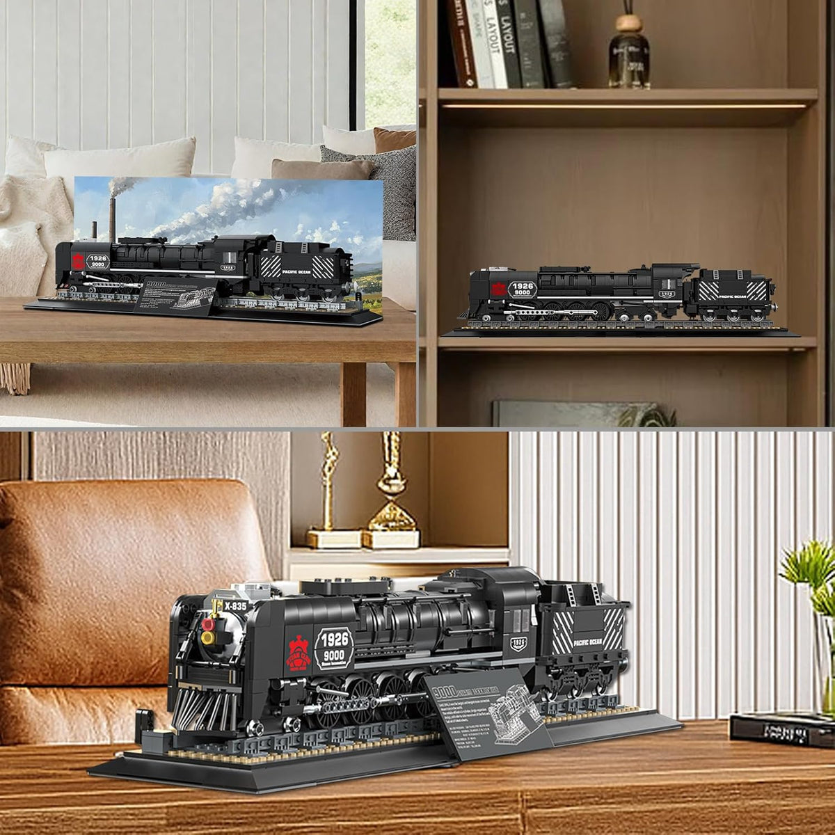 Reobrix Train Building Block Model 66801, Collectible Steam Locomotive Exhibition Set, 1546 Pieces Steam Model Railway Building Blocks, Gift Set for Boys from 14 Years and Adults