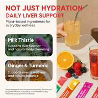 Venture Pal Hydration Packets + Liver Support- Liquid Daily IV Electrolyte Powder Packets with 7 Electrolytes & 5 Vitamins, Milk Thistle + L-Theanine | Sugar-Free | Keto Friendly | Vegan, 12 Sticks