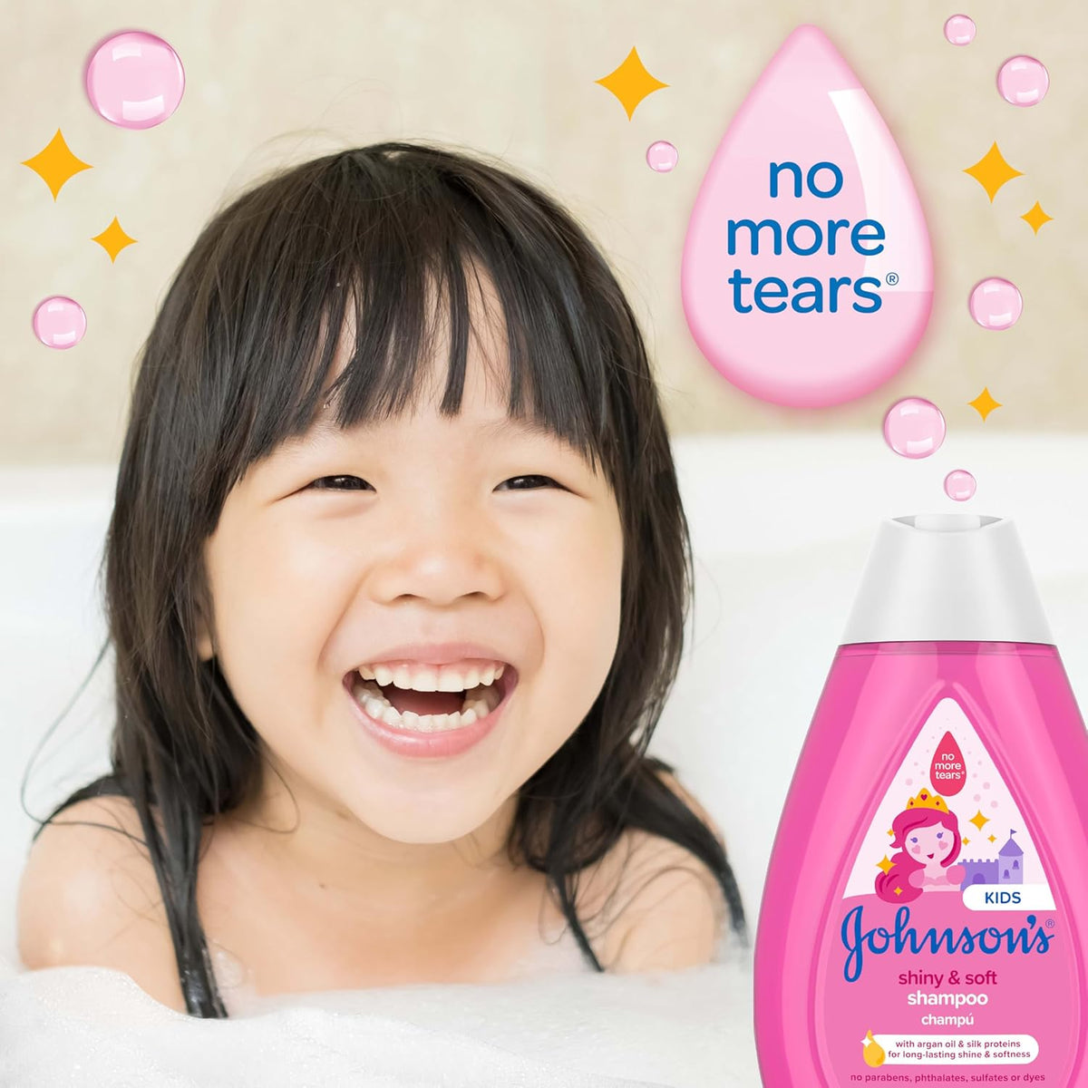 Johnson's Baby Shiny & Soft Tear-free Kids Shampoo With Argan Oil, Gentle & Sulfate-free, 13.6 fl. oz.
