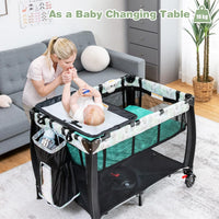 BABY JOY Portable Baby Bassinets, 3-in-1 Foldable Baby Portacot w/Canopy & Detachable Net