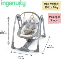 Ingenuity Boutique Collection Swing 'n Go Portable Swing - Bella Teddy, Grey
