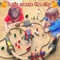 72PCS Wooden Train Tracks & Trains