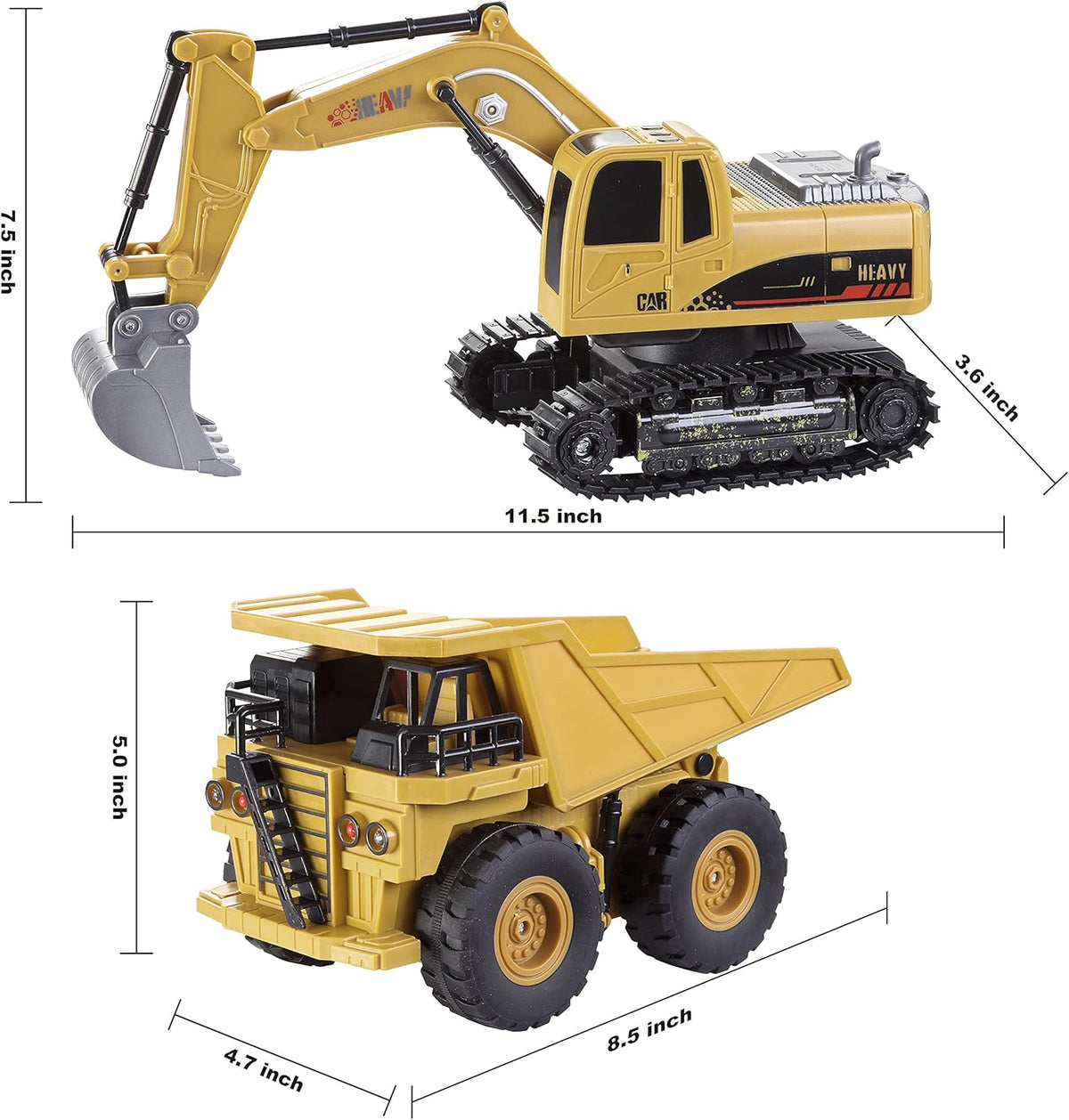 JOYIN 2 PCS Remote Control Construction Vehicle Toy Set