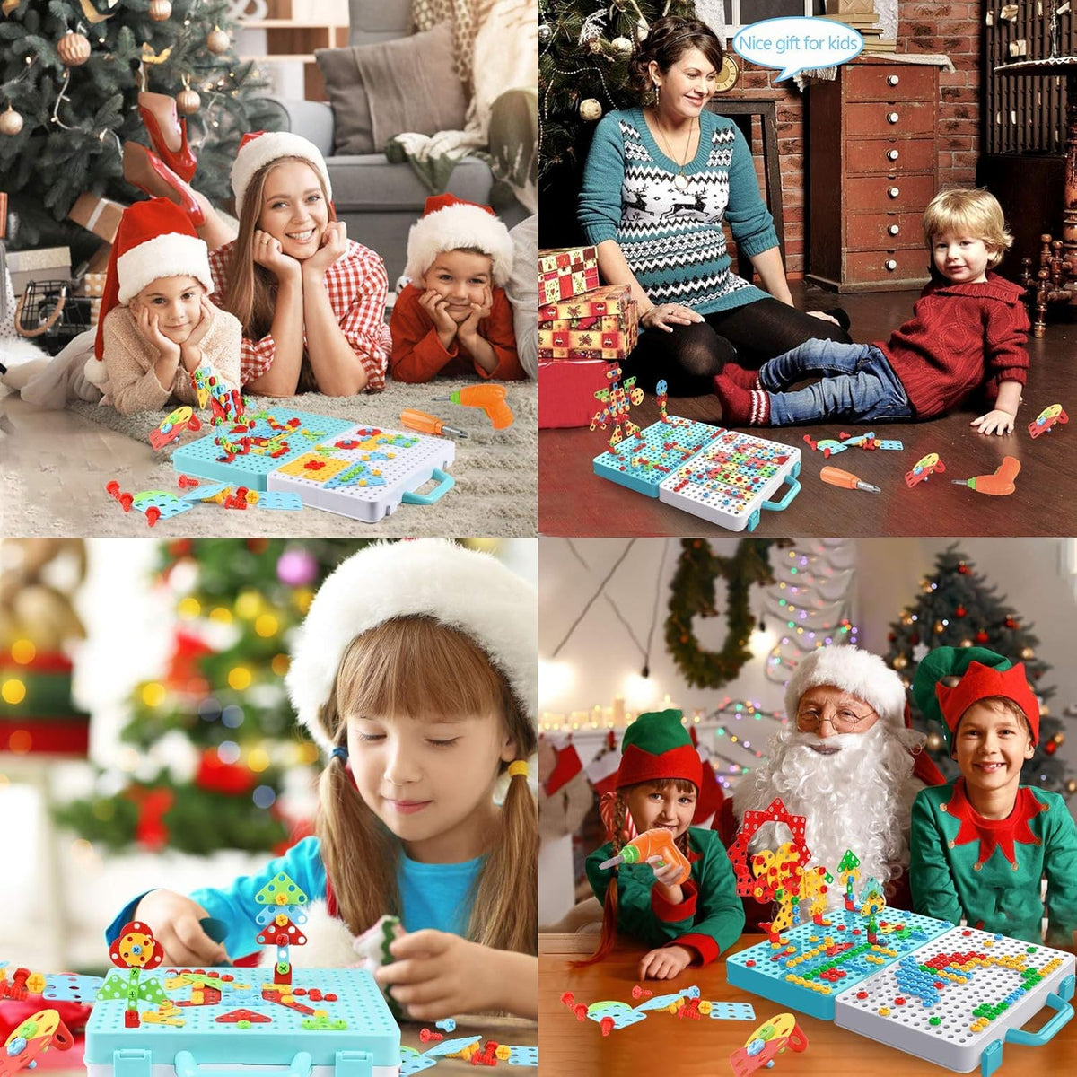 550Pcs Electric DIY Drill STEM Puzzle Toy Set, Creative Mosaic Drill Puzzle Kit, 2D 3D Educational Building Blocks,Age 3-12 Years Old