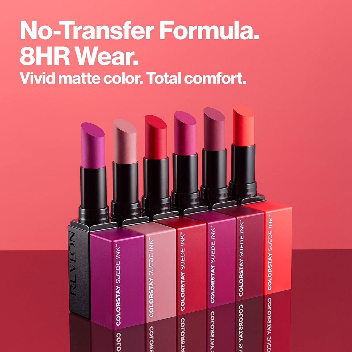 REVLON Lipstick, ColorStay Suede Ink, Built-in Primer, Infused with Vitamin E, Waterproof, Smudge-proof, Matte Color, 005 Hot Girl, 0.09 oz.