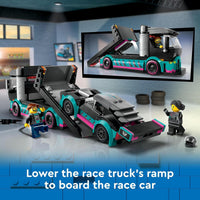 LEGO City Race Car and Car Carrier Truck Toy for 6+ Year Old Boys & Girls