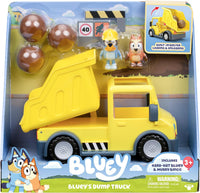 Bluey's Dump Truck, with Load and Unload Feature, Get Some Work Done with Exclusive Hard-Hat Bluey and Muddy Bingo