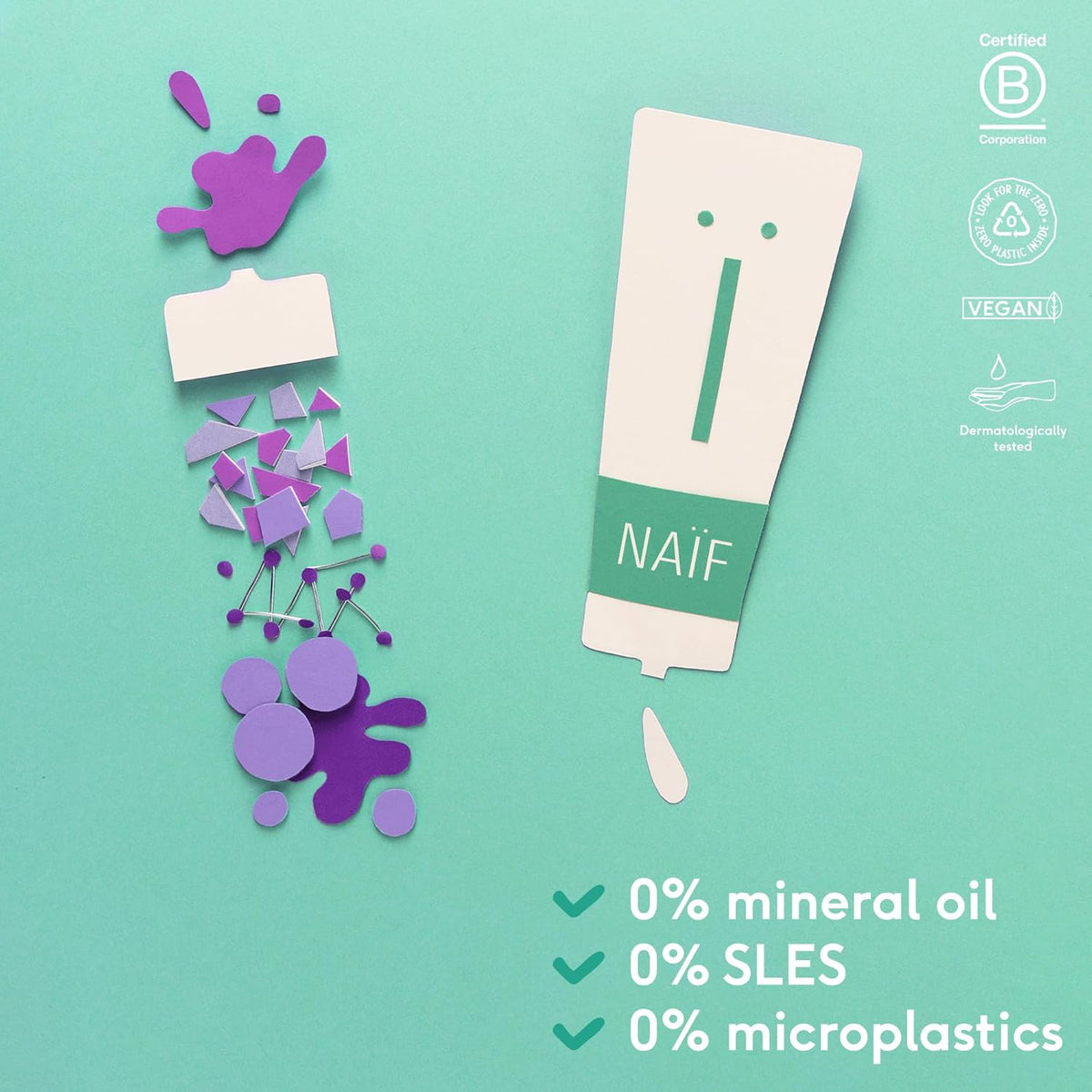 Naïf Cleansing Bath Foam Refill Pack - for Baby and Child - Natural Ingredients - No Microplastics - 500 ml