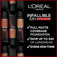 L'Oréal Paris Make-up, waterproof and long-lasting, matting, liquid foundation with high coverage, formula with 4% niacinamide, infaillible 32H matte cover, no. 350 warm, 1 x 30 ml