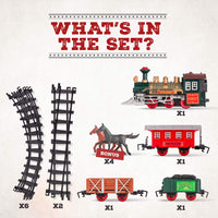 Classic Train Set w/Lights and Sounds - Battery Operated Electric Train with 8 Rails