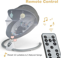 GYMAX Electric Baby Rocker, Toddler Automatic Bouncer 5 Swinging Amplitudes, Remote Control and Timing Function, Portable Newborn Rocking Chair (Gray)