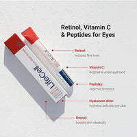 LifeCell All-in-One Eye Treatment – Anti-Aging Under Eye Cream for Puffiness, Dark Circles & Wrinkles – With Retinol, Vitamin C, Peptides & Hyaluronic Acid – Cooling Application