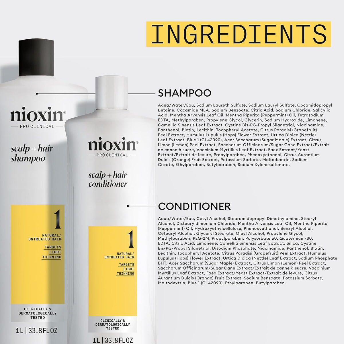 Nioxin Shampoo & Conditioner Liter Duo Sets | Prepacks with Pumps Included | Systems 1-4 | For Natural, Colored, & Damaged Hair with Light to Progressed Thinning | Strengthen & Boost Hair Density