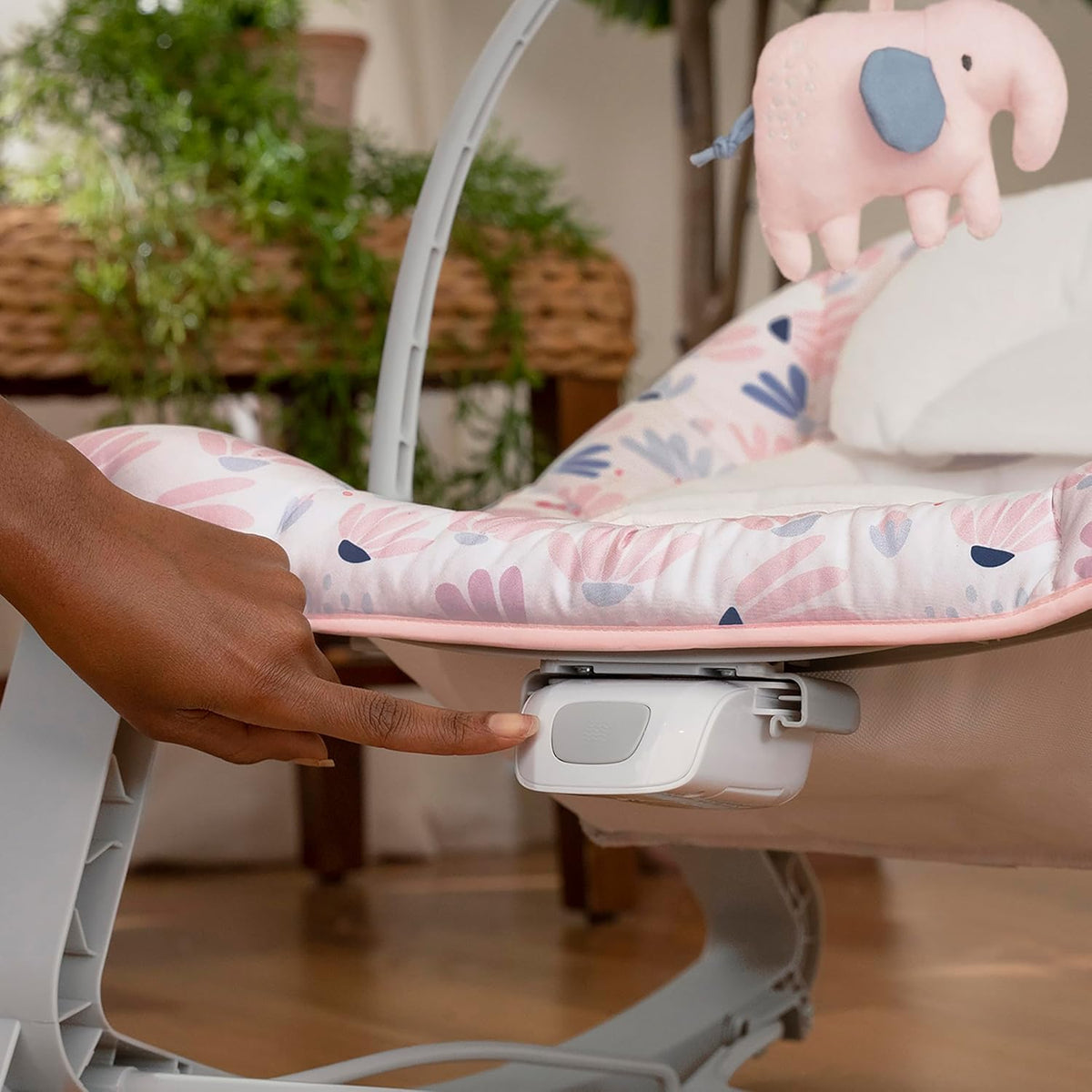 Ingenuity Keep Cozy 3-in-1 Grow with Me Vibrating Baby Bouncer Seat & Infant to Toddler Rocker, Vibrations & Toy Bar, 0-30 Months Up to 40 lbs (Pink Burst)