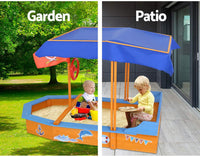 Keezi Kids Sandpit, Wooden Water Table Sand Pit Play Toys Sandcastle Garden Patio