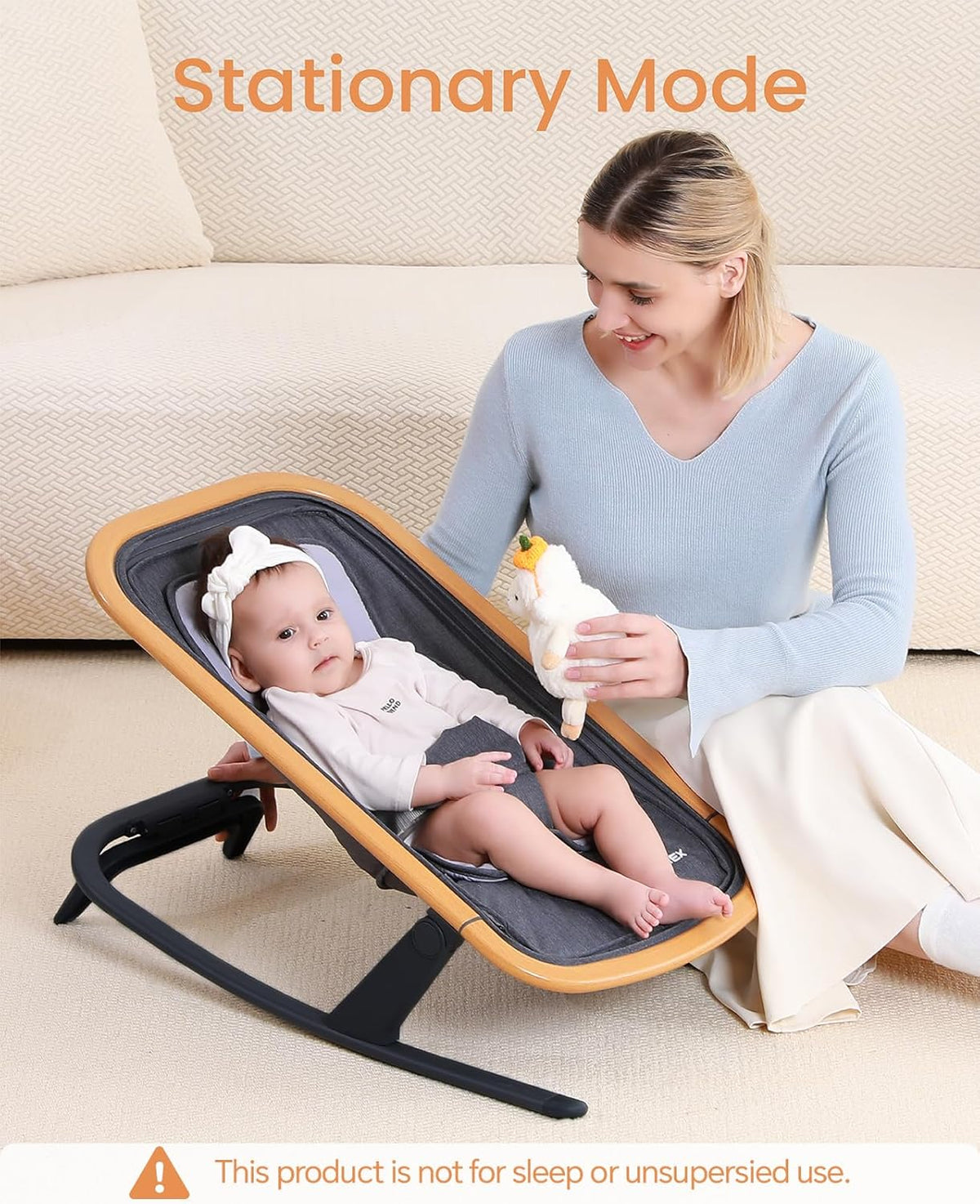 Baby Bouncer, Portable Bouncer Seat for Baby Rocker Chair Infant Bouncy Seat with 3-Point Harness, Infant 2-in-1 Rocker, 0-6 Months