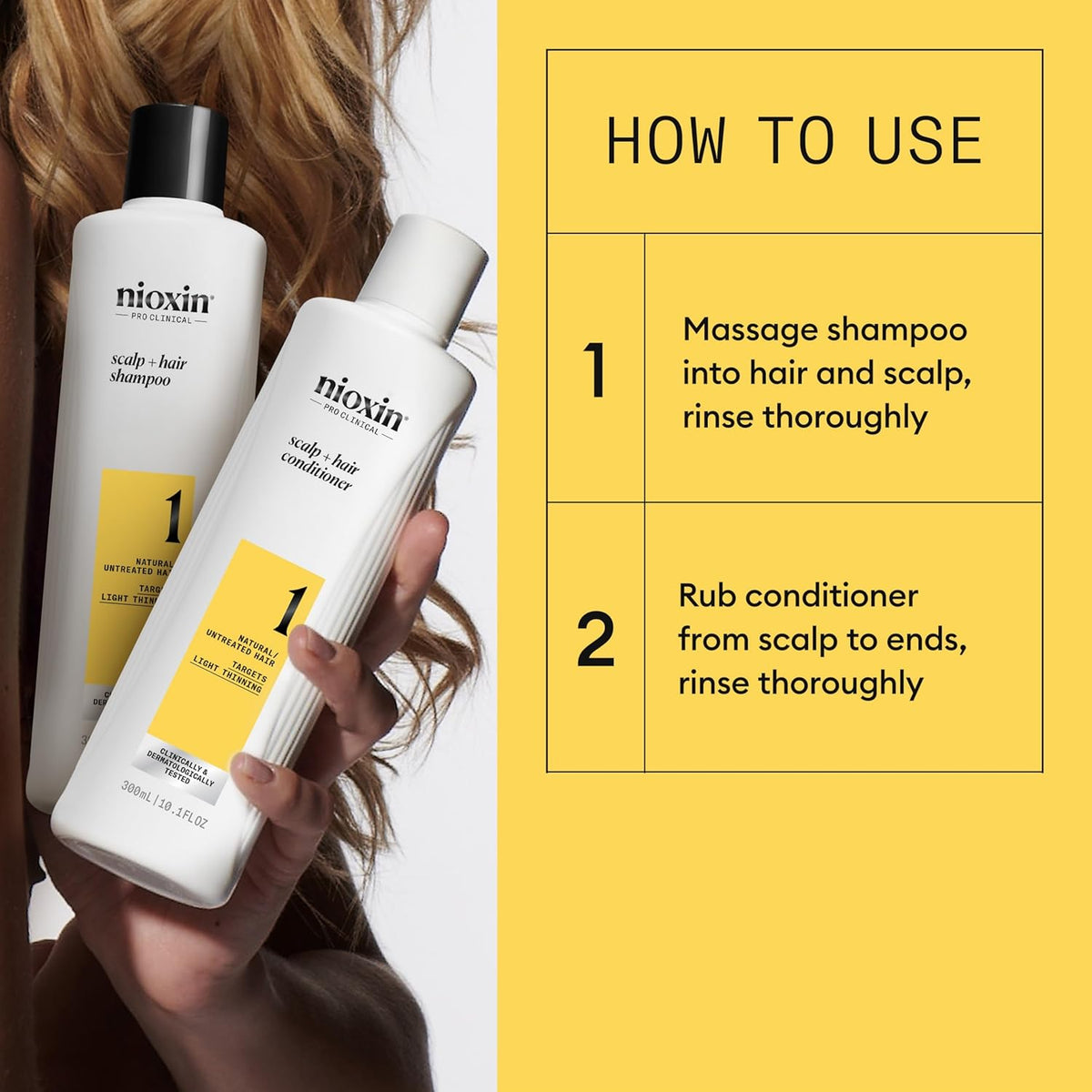 Nioxin Duo Kit | System 1 Scalp + Hair Thickening Shampoo & Conditioner, 10.1 Fl Oz Each | For Natural Hair with Light Thinning
