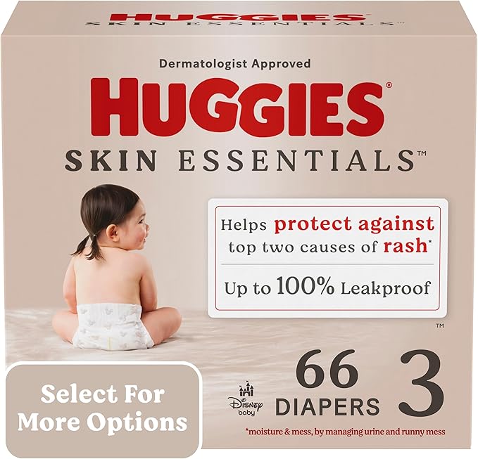 Huggies Size 3 Diapers, Skin Essentials Baby Diapers, Size 3 (16-28 lbs), 66 Count