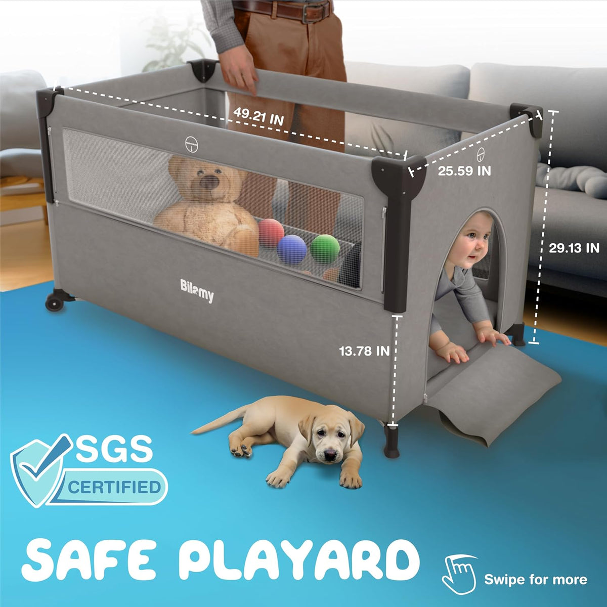BILAMY® 5 in 1 Baby Bassinet Bedside Sleeper + E-Book | Baby Travel Bed & Bedside Crib with Changing Table, Pack and Play, Sunshade & Mosquito Net (2025 Model)