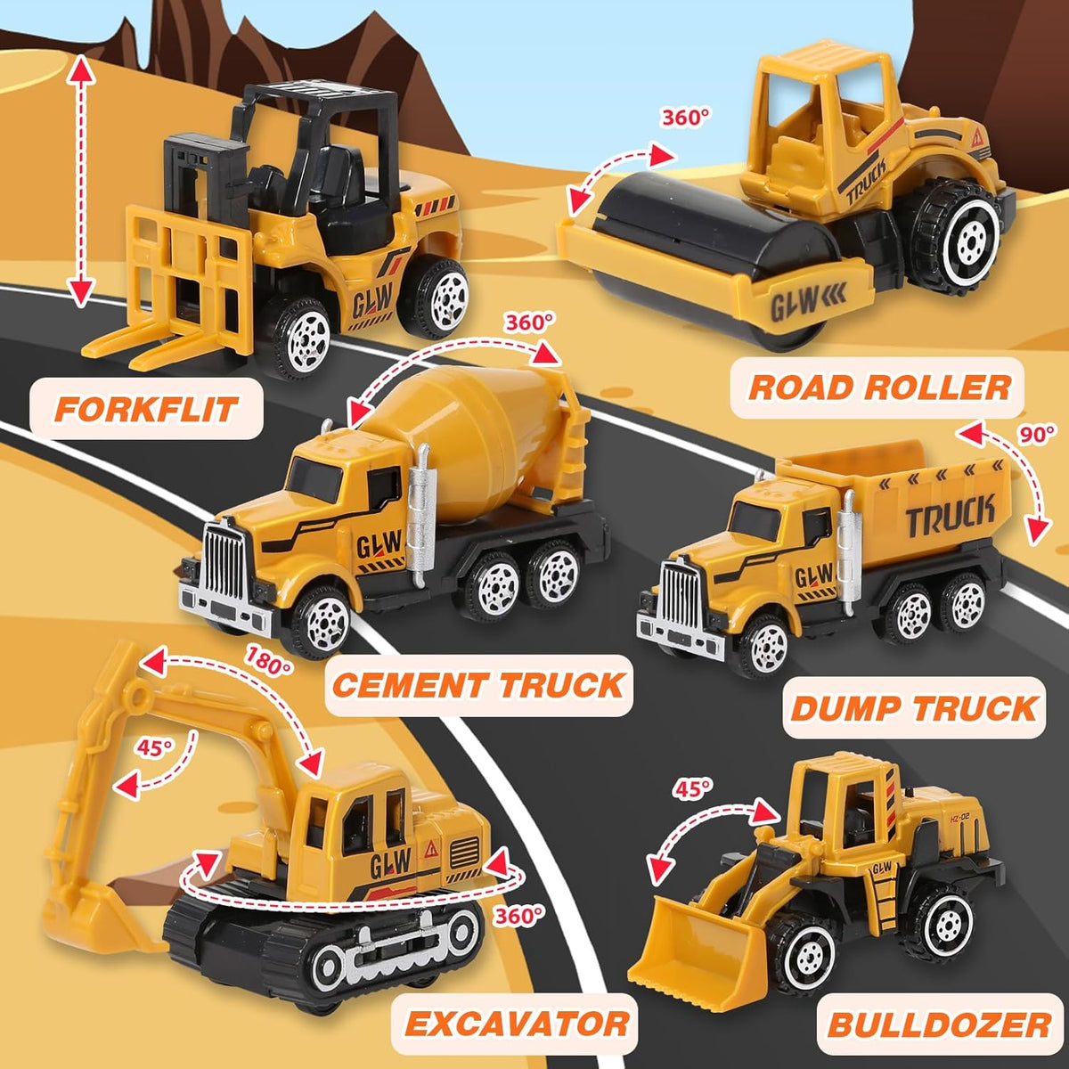 Construction Site Vehicles for 3-7 Years Old Boys Construction Site Vehicles